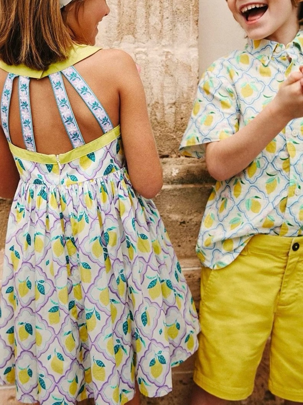 Mini Boden Back Cut-out Detail Dress with Lemon 🍋 Print